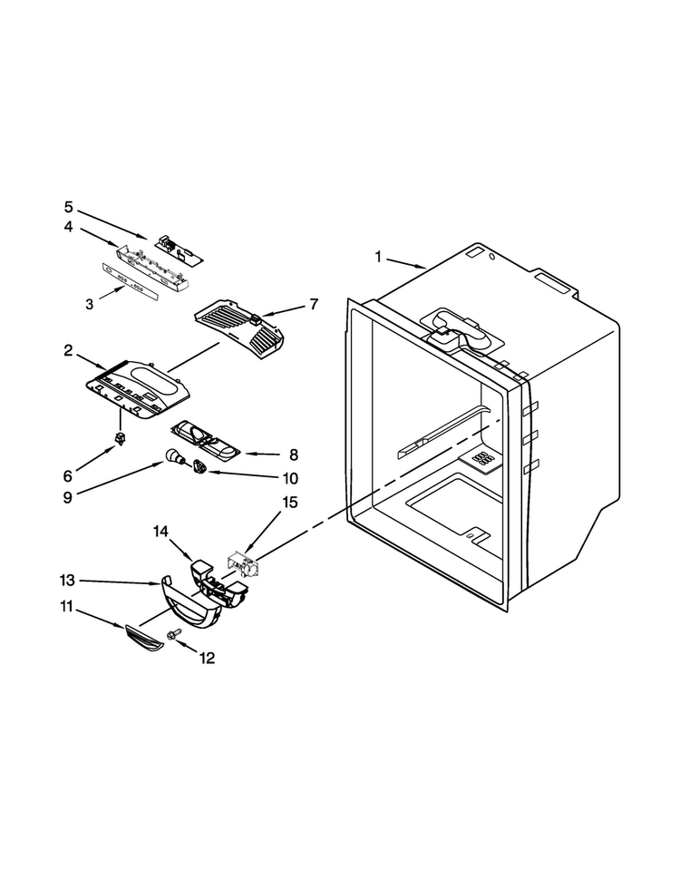 Refrigerator Liner Parts Diagram and Parts List for 5GFB2058EA00  Whirlpool Refrigerator