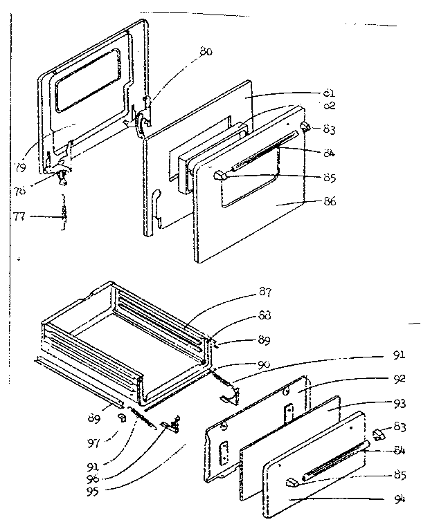 Door Diagram and Parts List for 15530815  Kenmore Range