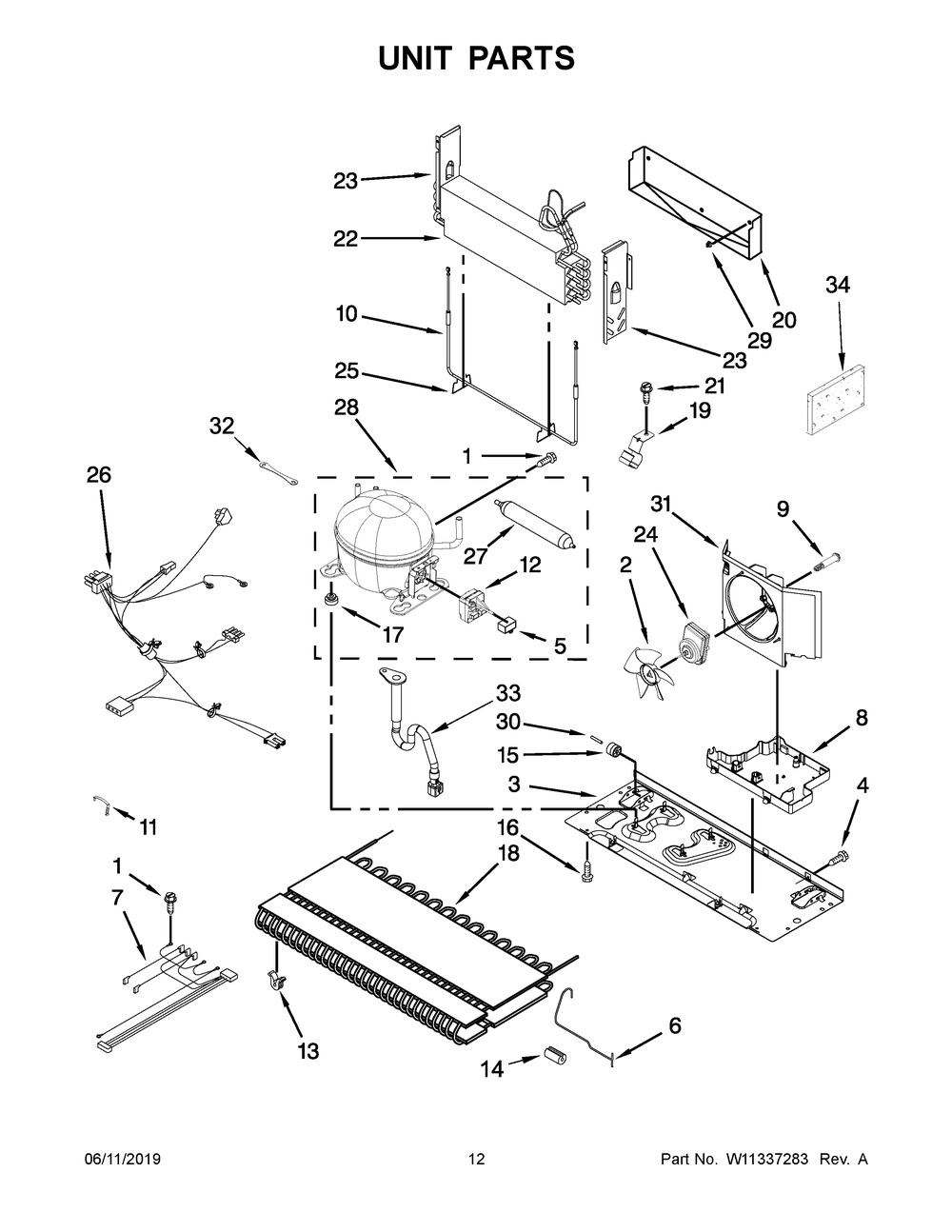 Unit Parts Diagram and Parts List for KRFC300EBS01  Whirlpool Refrigerator