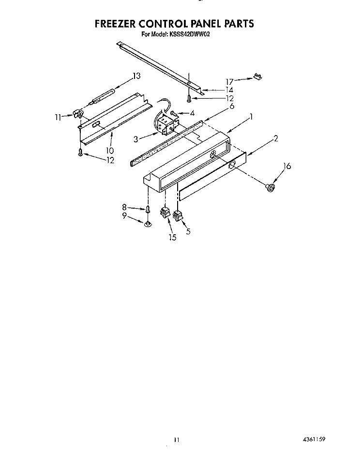 FREEZER CONTROL PANEL Diagram and Parts List for KSSS42DWW02  KitchenAid Refrigerator