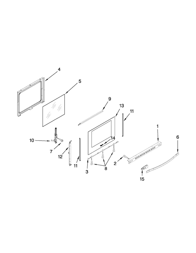 Door Parts Diagram and Parts List for WFG710H0AE1  Whirlpool Range