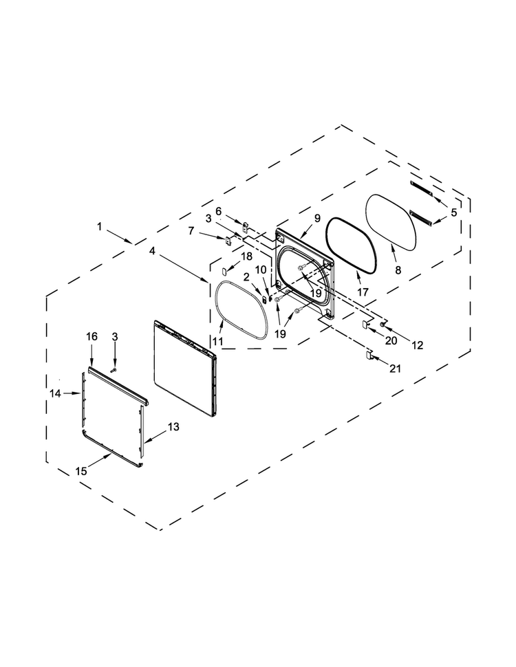 Door Parts Diagram and Parts List for 11079133410  Kenmore Dryer