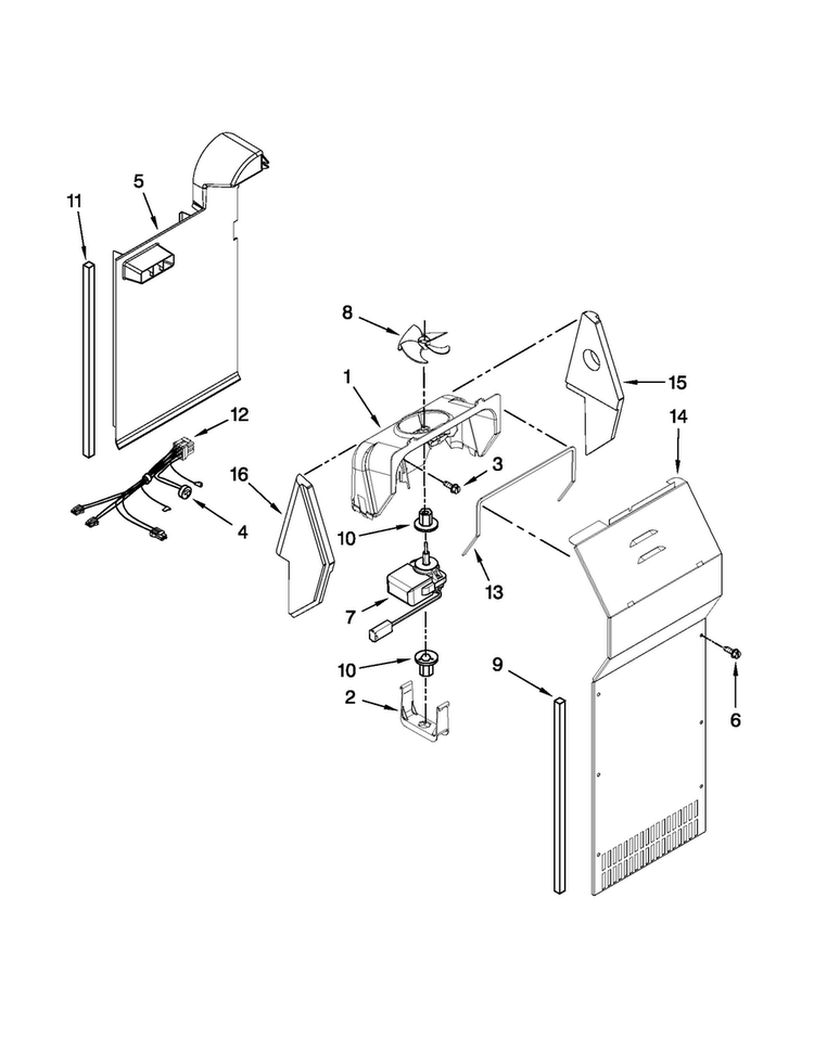Air Flow Parts Diagram and Parts List for 10650212011  Kenmore Refrigerator