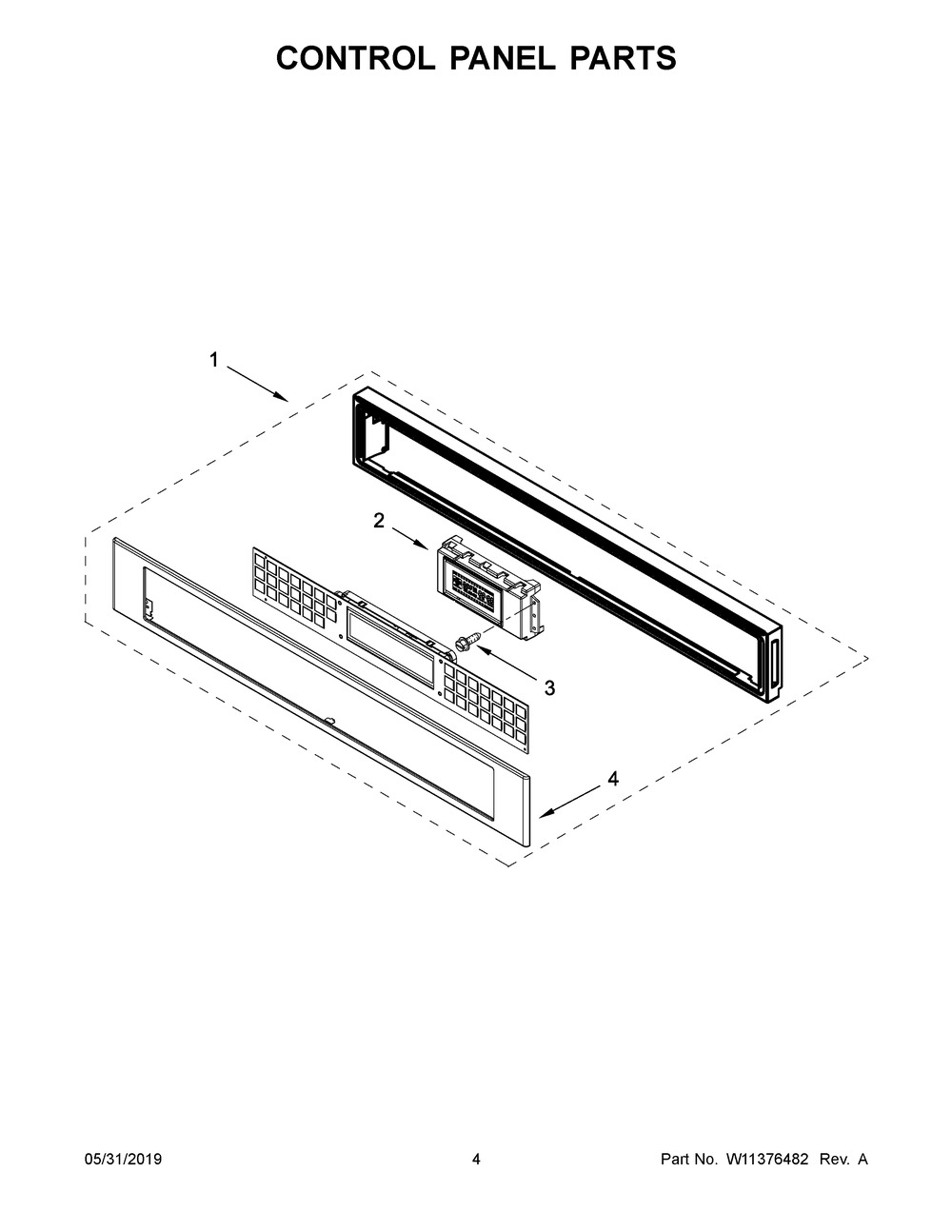 Control Panel Parts Diagram and Parts List for KMBP107EBS03  Whirlpool Microwave