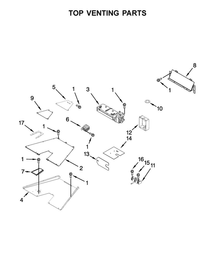 Top Venting Parts Diagram and Parts List for KDRS467VSD00  KitchenAid Range
