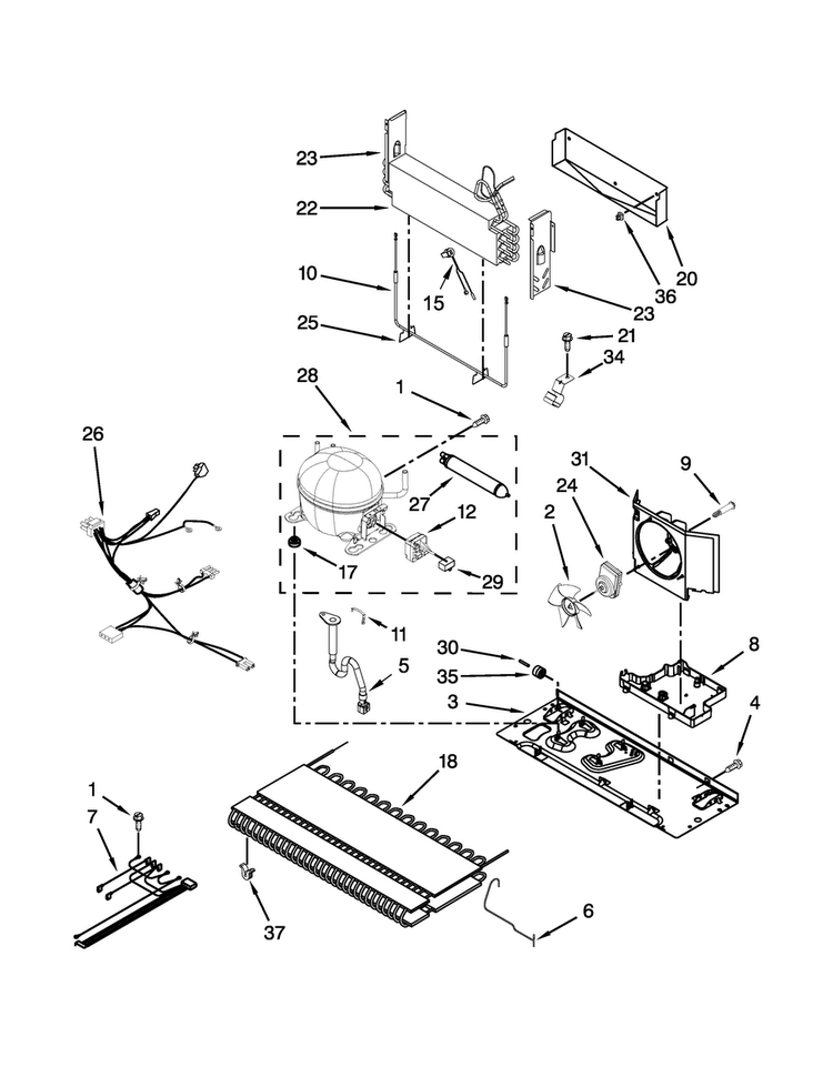 Unit Parts Diagram and Parts List for 5GBB22PRAW00  Whirlpool Refrigerator