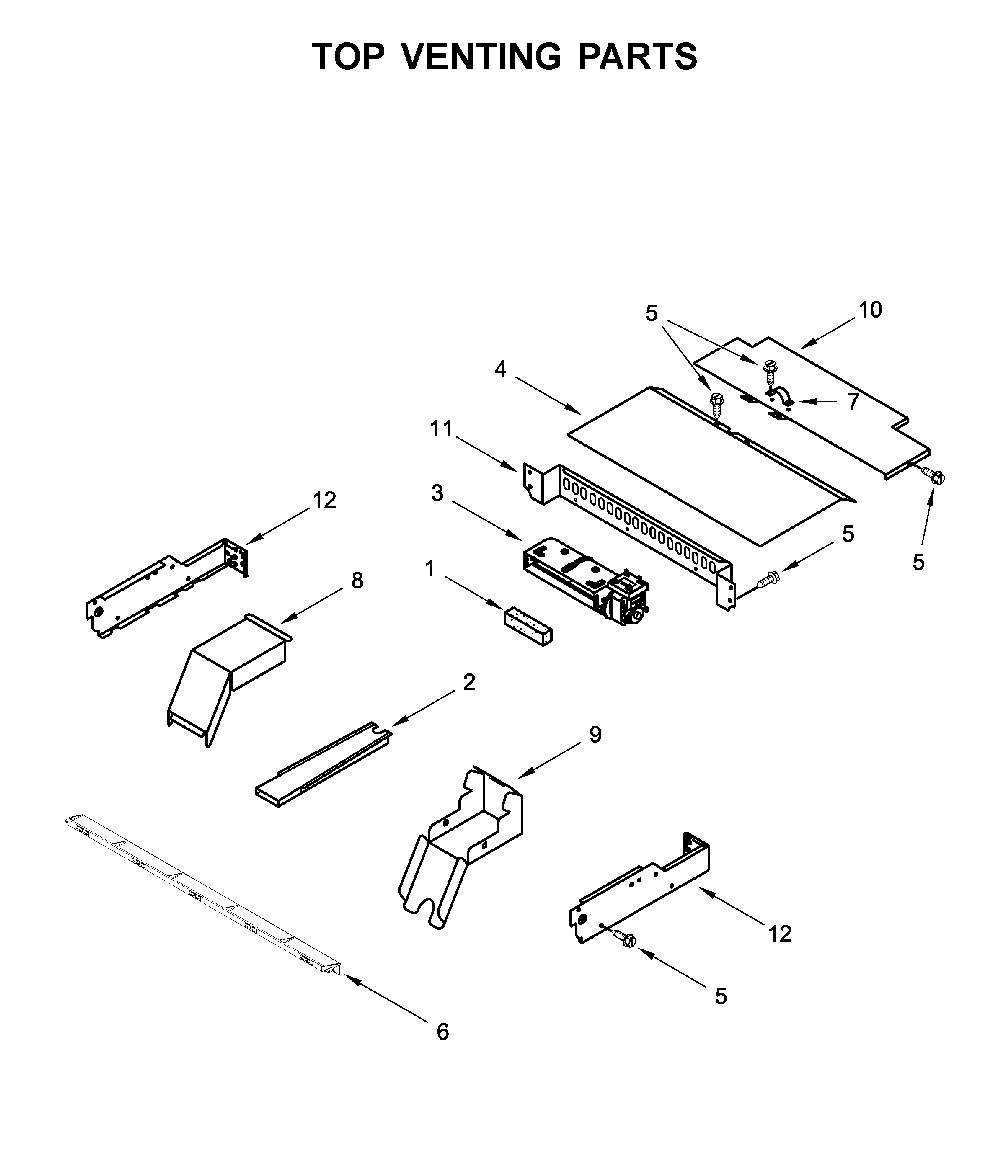Top venting parts Diagram and Parts List for WOS11EM4EB02  Whirlpool Wall Oven