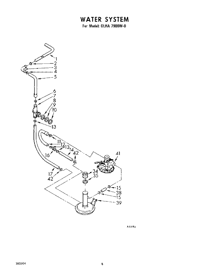 WATER SYSTEM Diagram and Parts List for GLHA7900W0  Whirlpool Washer