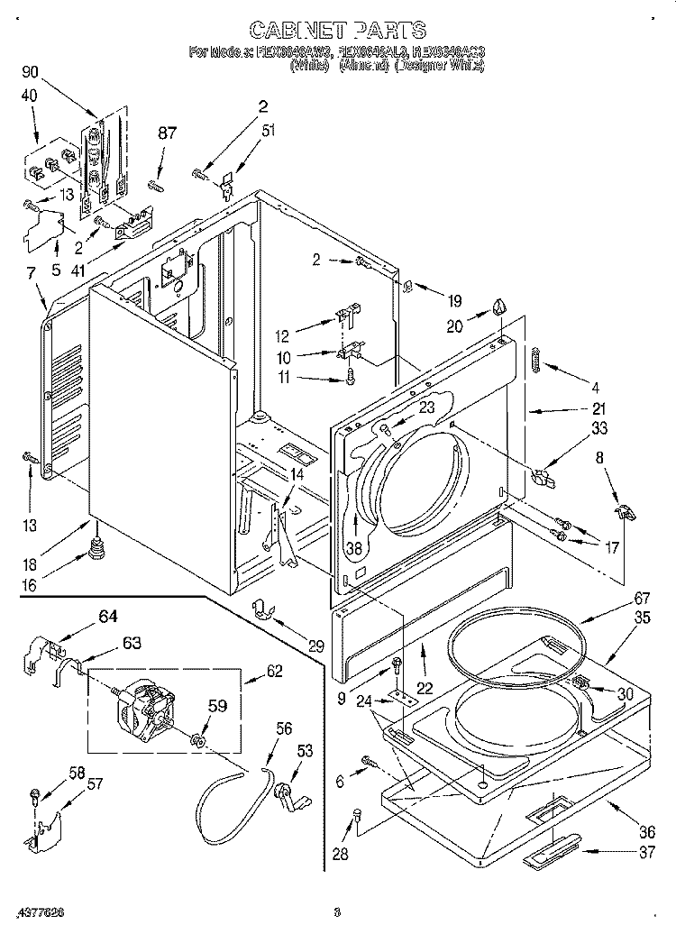 SECTION Diagram and Parts List for REX6646AQ3  Roper Dryer