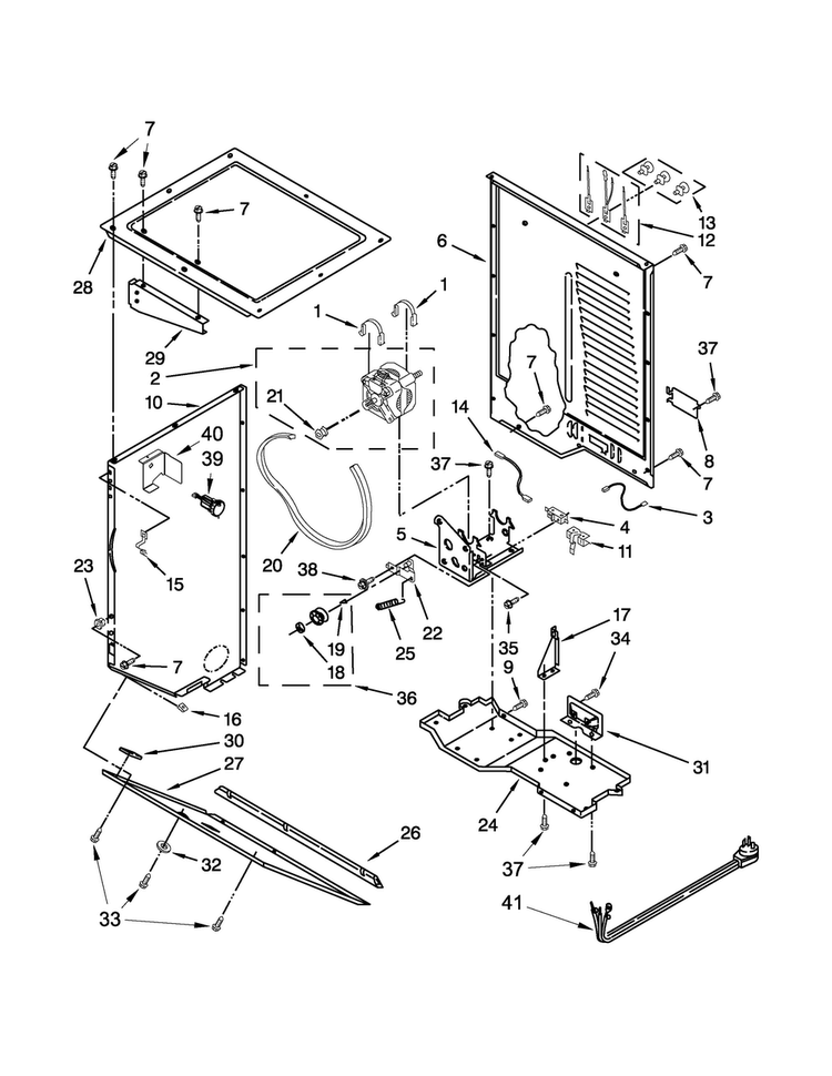 Dryer Cabinet And Motor Parts Diagram and Parts List for WGT3300XQ3  Whirlpool Washer Dryer Combo