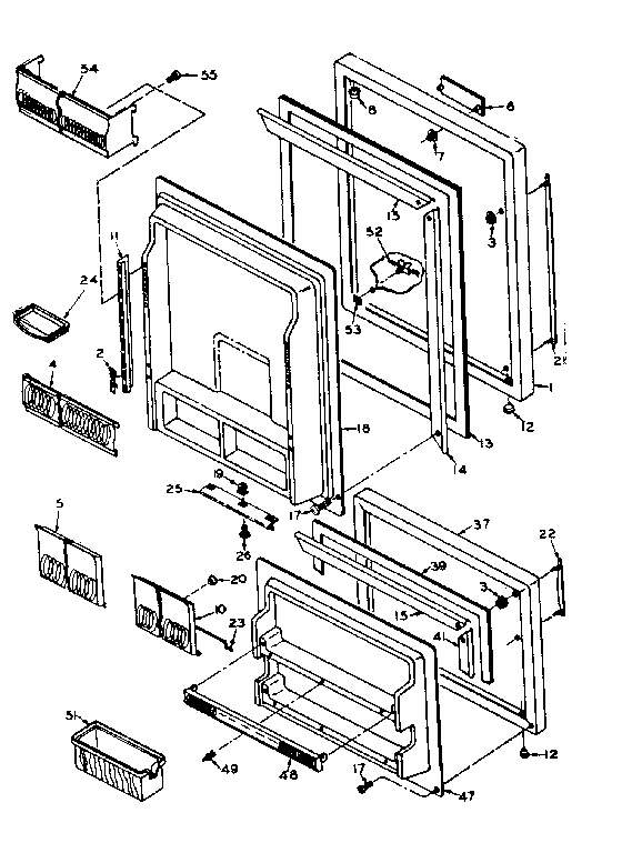 Door Parts Diagram and Parts List for 106U14GL  Kenmore Refrigerator