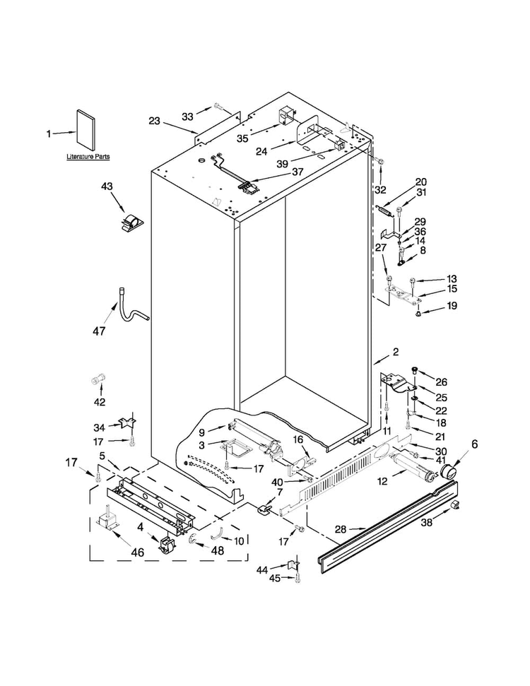 Cabinet Parts Diagram and Parts List for KSSC42QVS06  KitchenAid Refrigerator