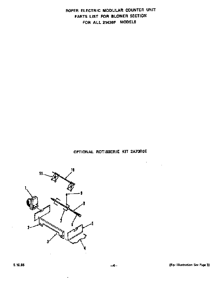 ^rotisserie Kit Diagram and Parts List for 2143*0F  Roper Range