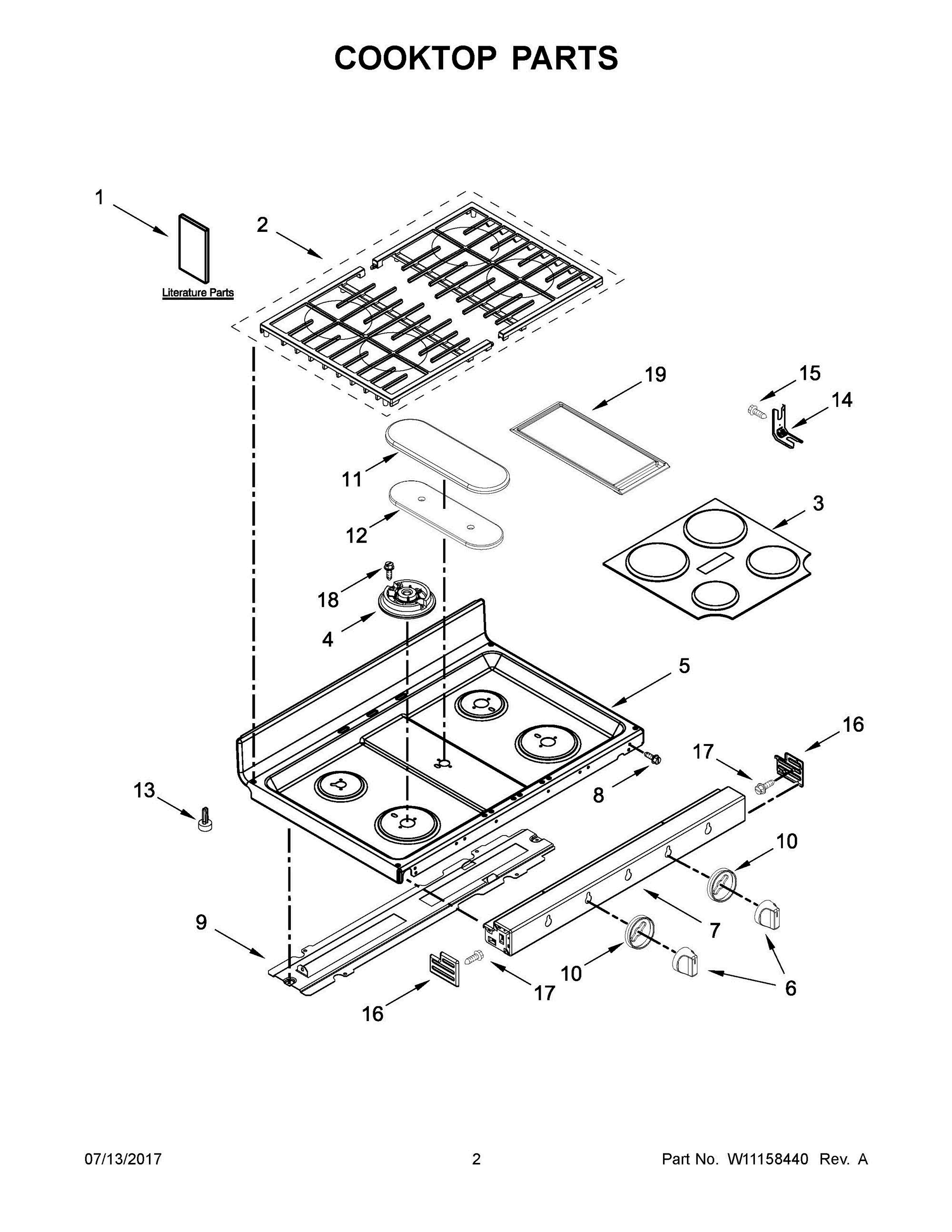 02 - COOKTOP PARTS Diagram and Parts List for MGT8800FZ00  Whirlpool Range