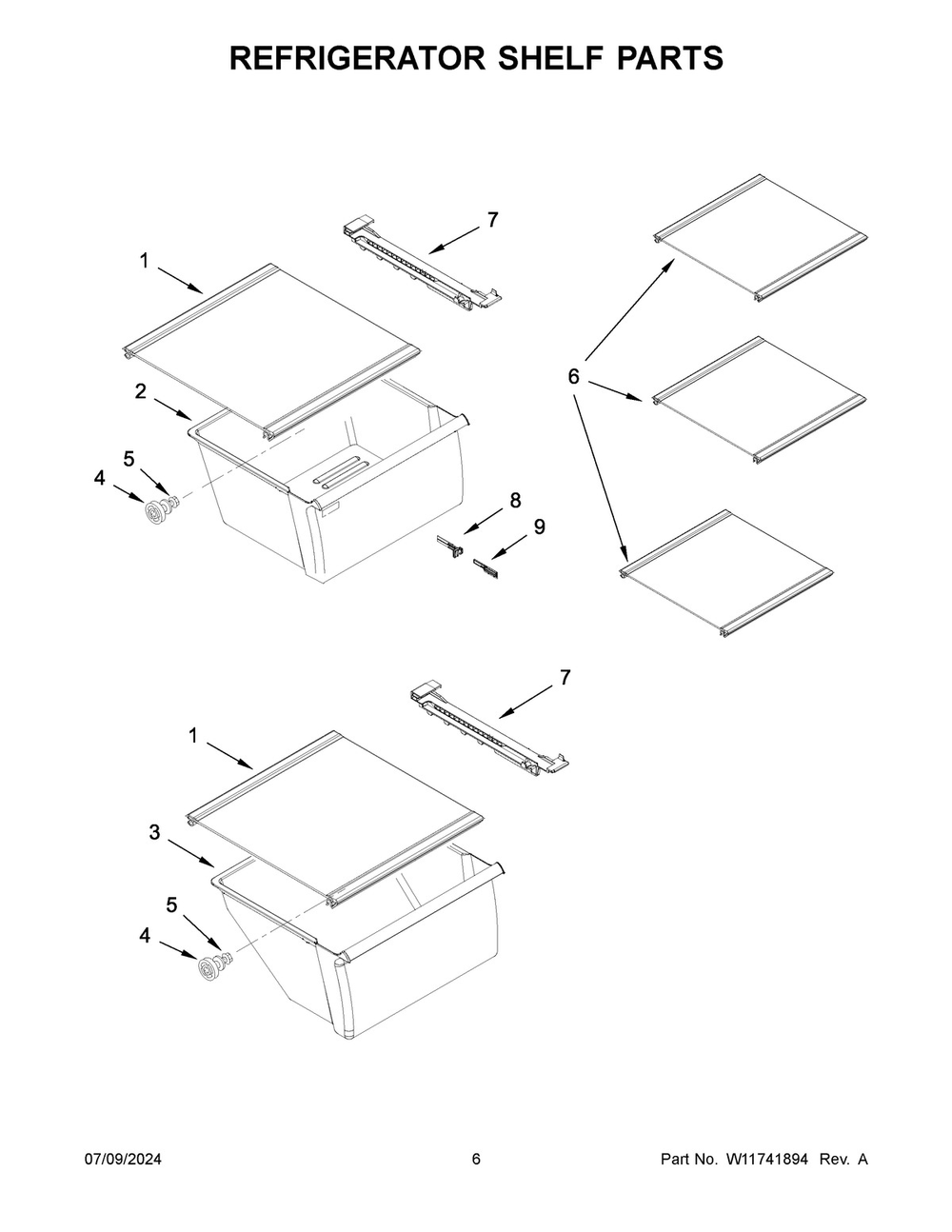 04 - Refrigerator Shelf Parts Diagram and Parts List for MSS25N4MKZ10  Whirlpool Refrigerator