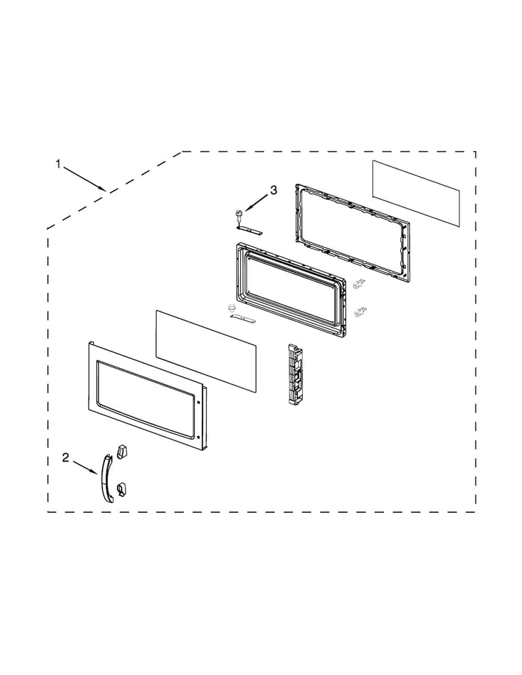 Door Parts Diagram and Parts List for KHMS2040BSS1  KitchenAid Microwave
