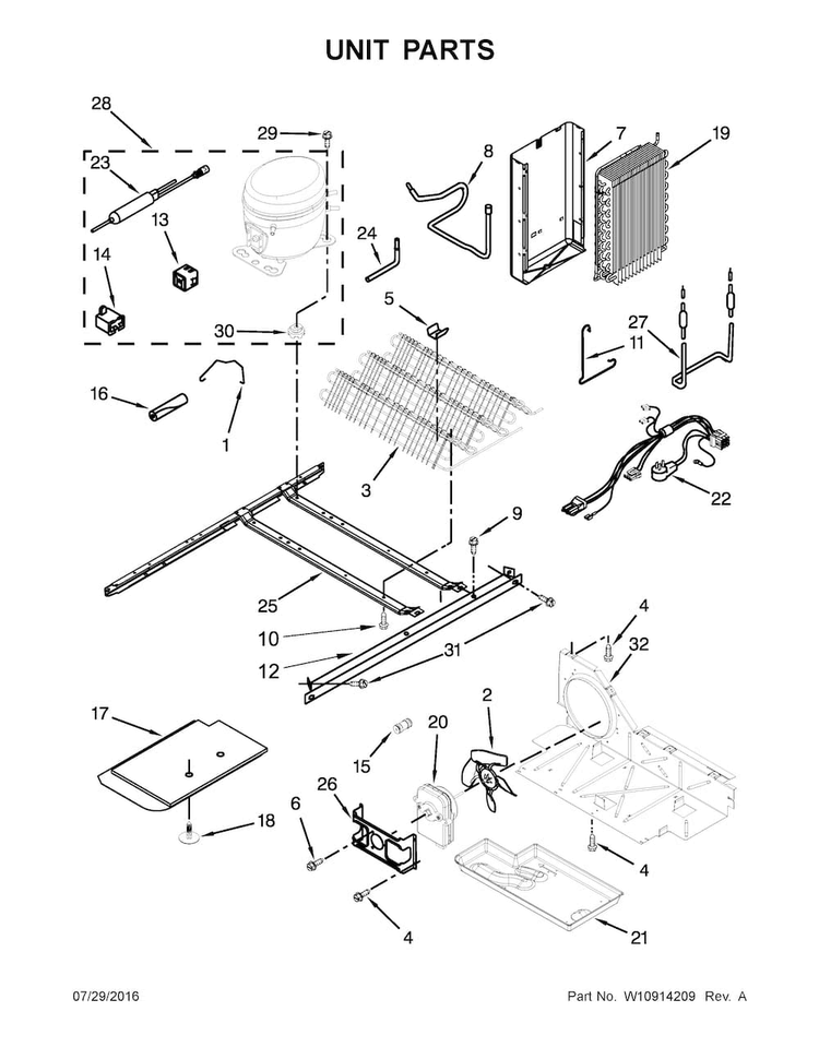 Unit Parts Diagram and Parts List for 10651792412  Kenmore Refrigerator