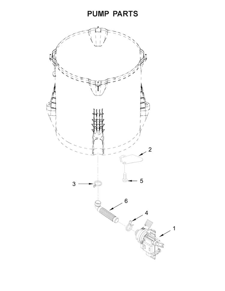 Pump Parts Diagram and Parts List for 11028132410  Kenmore Washer