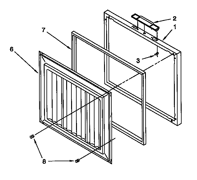 Door Diagram and Parts List for ED050FXGW03  Whirlpool Freezer