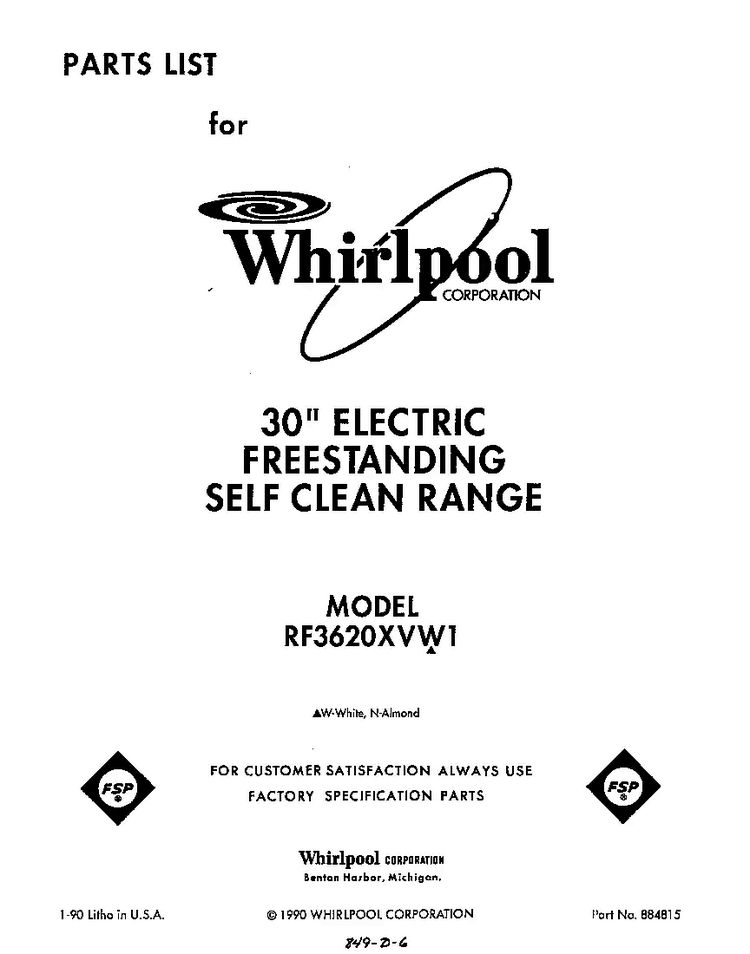 Wiring Digram Diagram and Parts List for 2384*3A  Roper Range