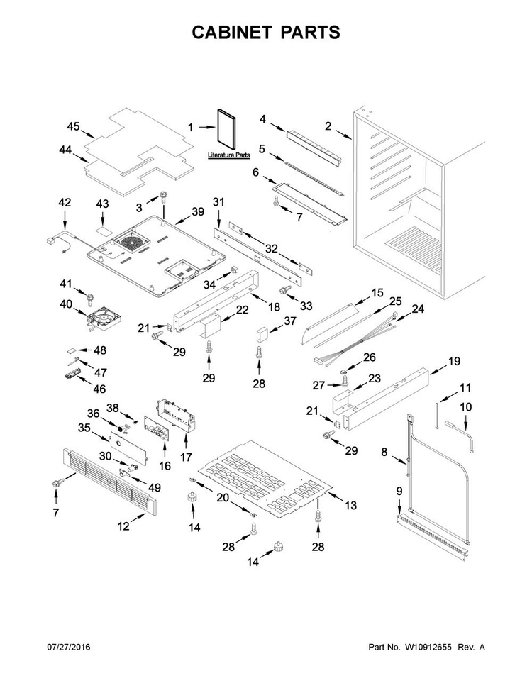 Cabinet Parts Diagram and Parts List for KURL304EBS00  KitchenAid Refrigerator