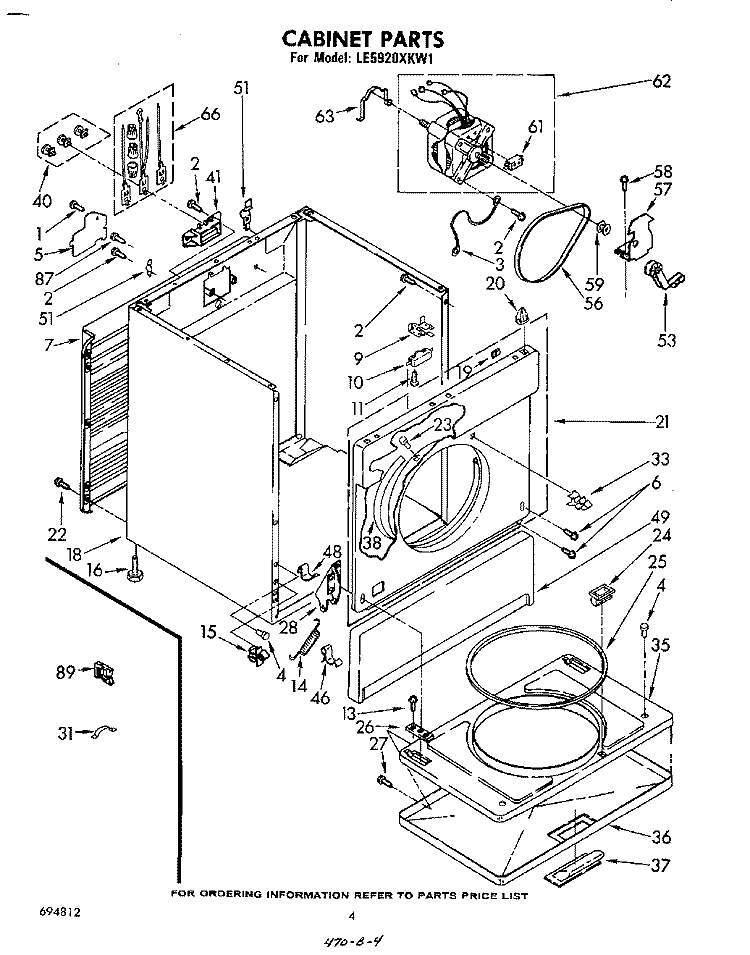 SECTION Diagram and Parts List for LE5920XKW1  Whirlpool Dryer