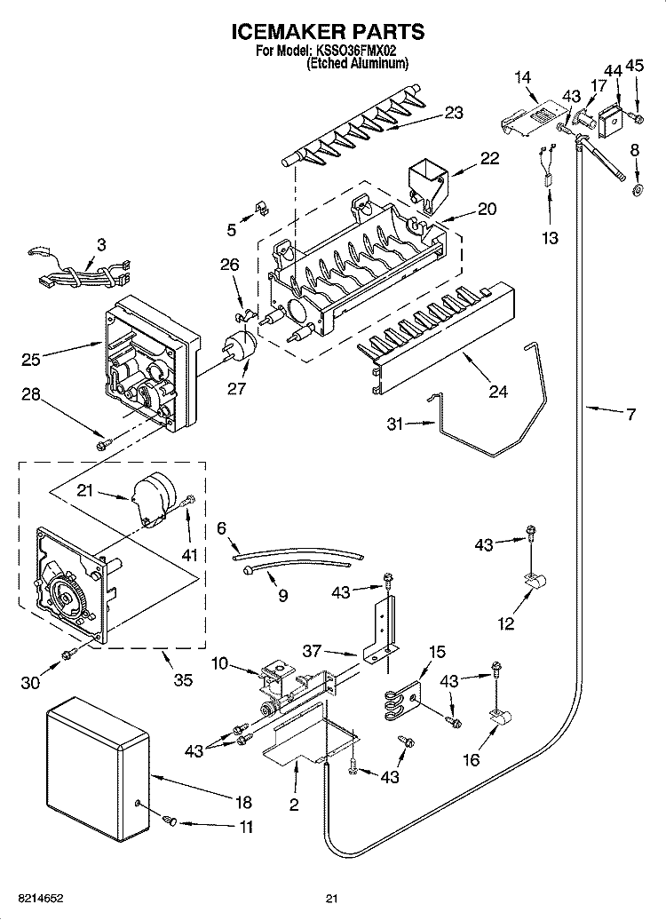 ICEMAKER PARTS Diagram and Parts List for KSSO36FMX02  KitchenAid Refrigerator