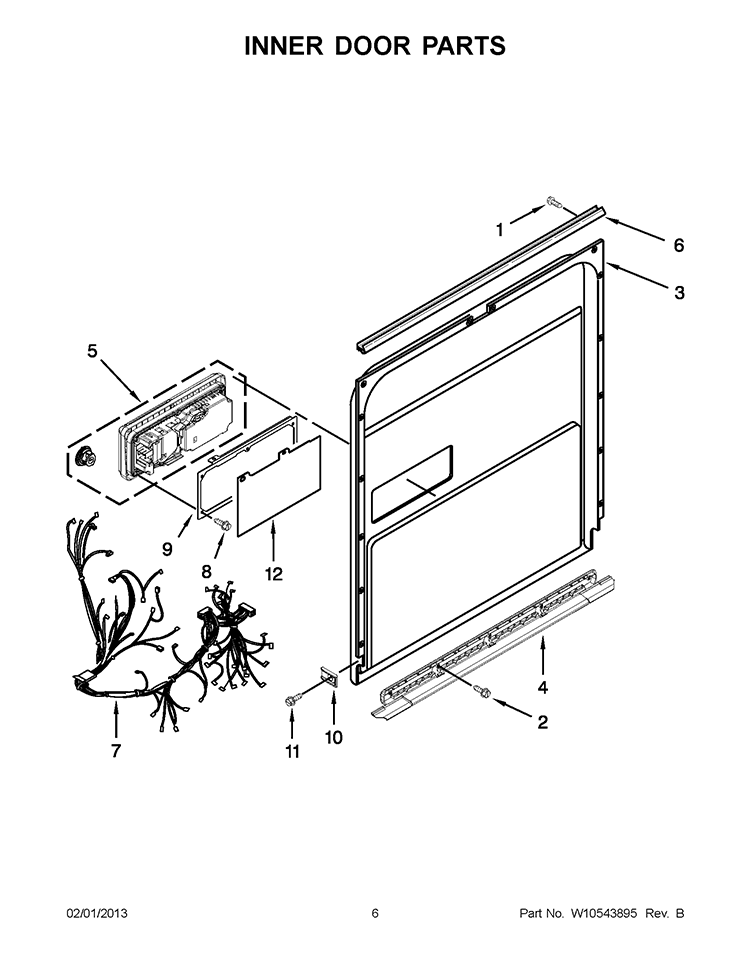 INNER DOOR PARTS Diagram and Parts List for BLB14DRANA0  Whirlpool Dishwasher