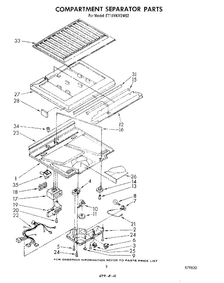 COMPARTMENT SEPARATOR Diagram and Parts List for ET18VKXSW02  Whirlpool Refrigerator