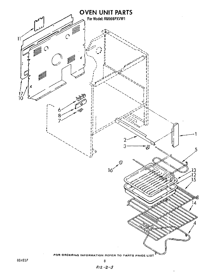 OVEN UNIT Diagram and Parts List for RM996PXVN1  Whirlpool Microwave Oven Combo