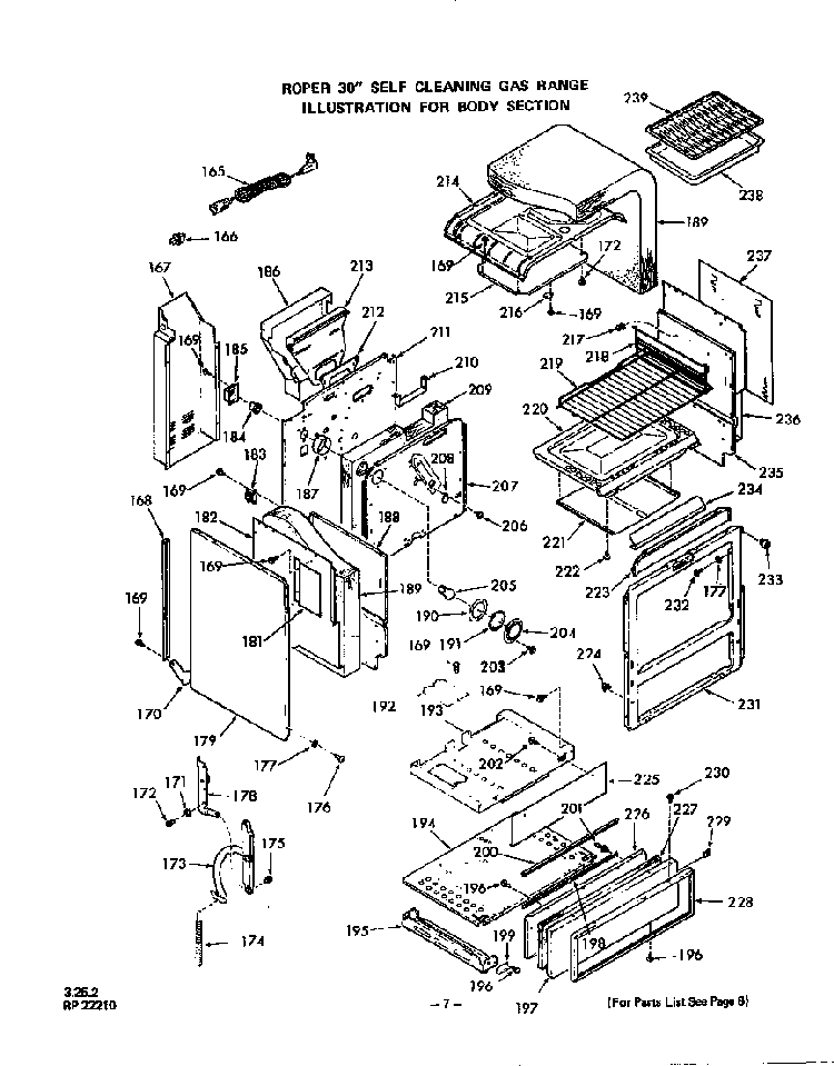 Body Diagram and Parts List for 1393*0A  Roper Range