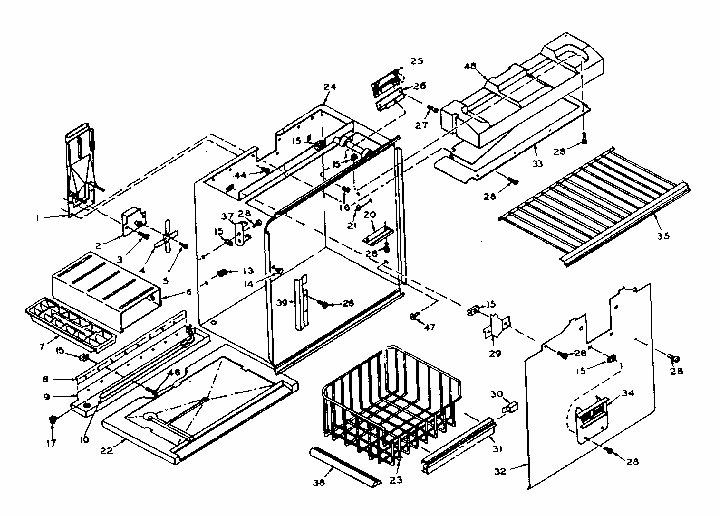 Freezer Section Parts Diagram and Parts List for 106U14GL  Kenmore Refrigerator