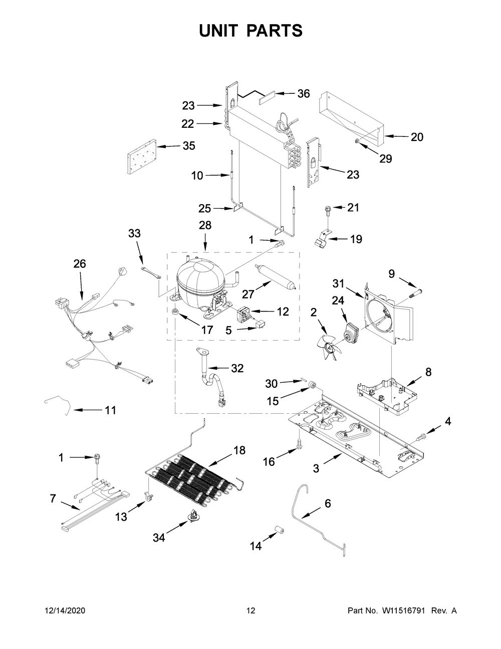 Unit Parts Diagram and Parts List for KRFF302EBS02  Whirlpool Refrigerator