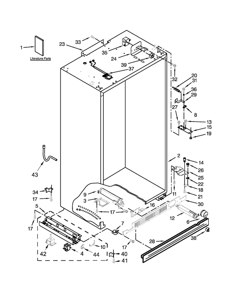 Cabinet Parts Diagram and Parts List for KSSO36FTX18  KitchenAid Refrigerator