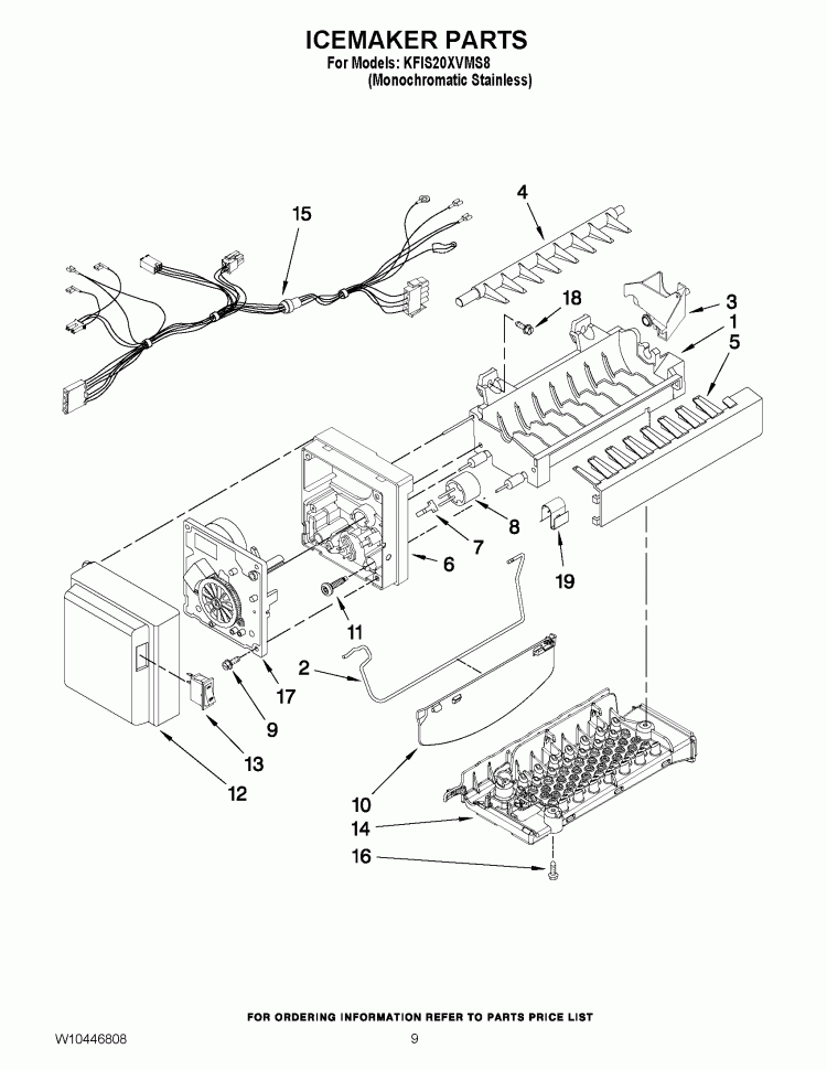 ICEMAKER PARTS Diagram and Parts List for KFIS20XVMS8  KitchenAid Refrigerator