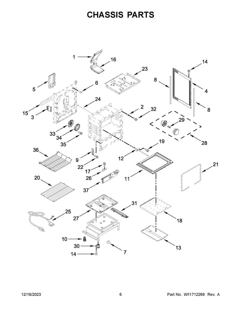 Chassis Parts Diagram and Parts List for WFG975H0HV6  Whirlpool Range