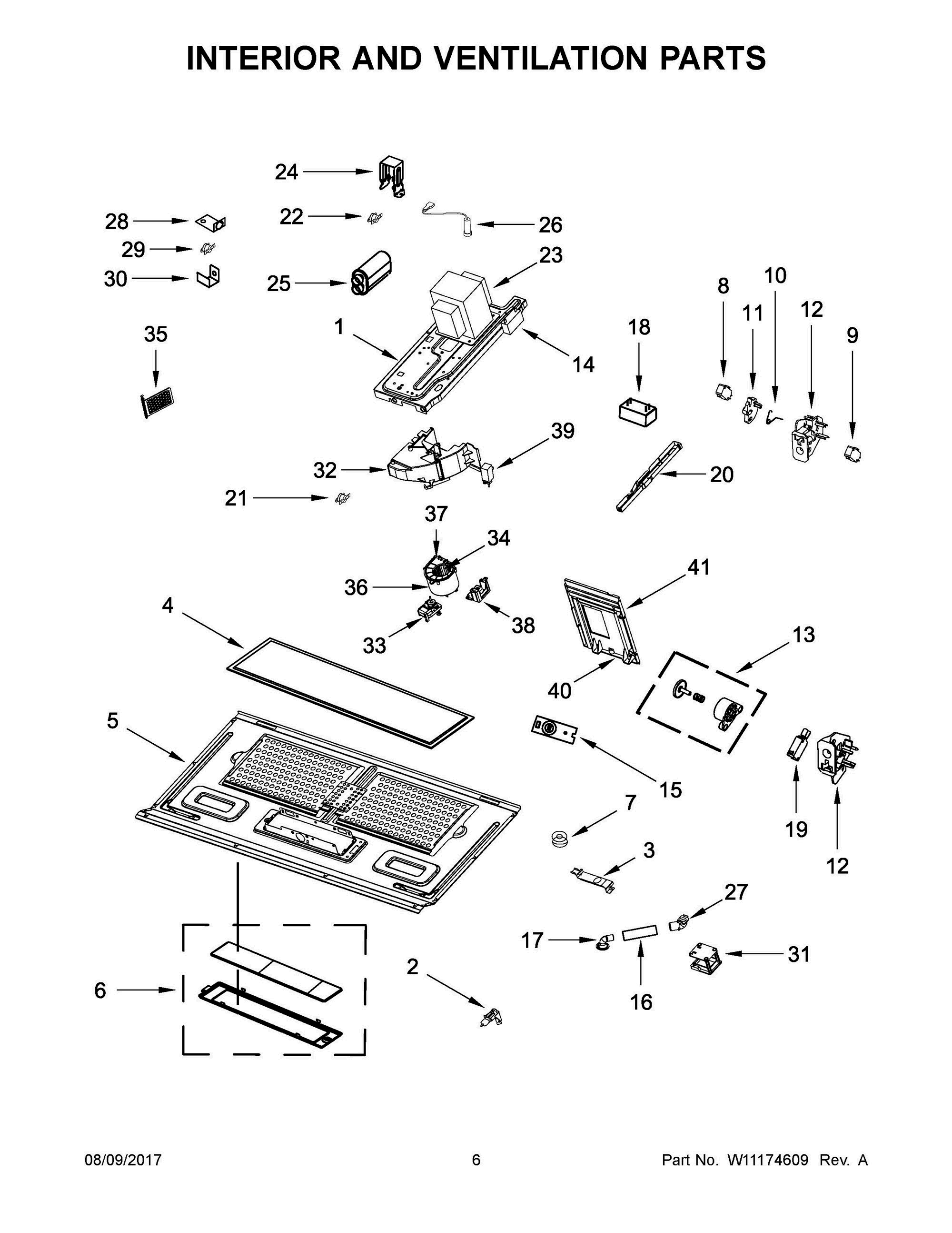 04 - INTERIOR AND VENTILATION PARTS Diagram and Parts List for YWMHA9019HV0  Whirlpool Microwave Oven Combo