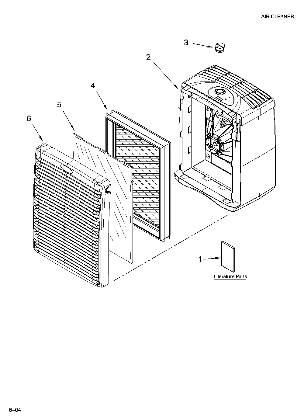 Air cleaner parts Diagram and Parts List for 106832340  Kenmore Air Purifier