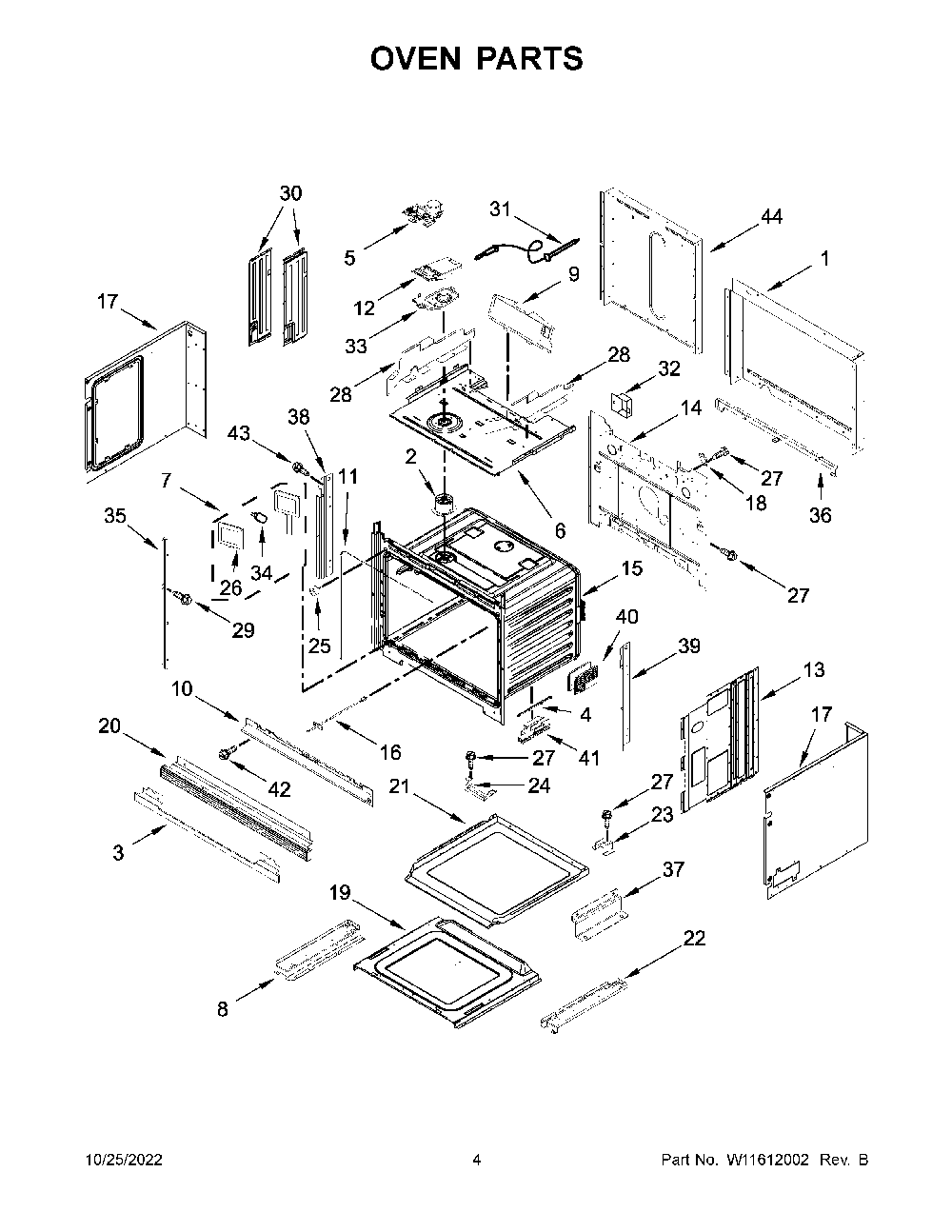 Oven Parts Diagram and Parts List for KOCE500ESS20  KitchenAid Microwave Oven Combo