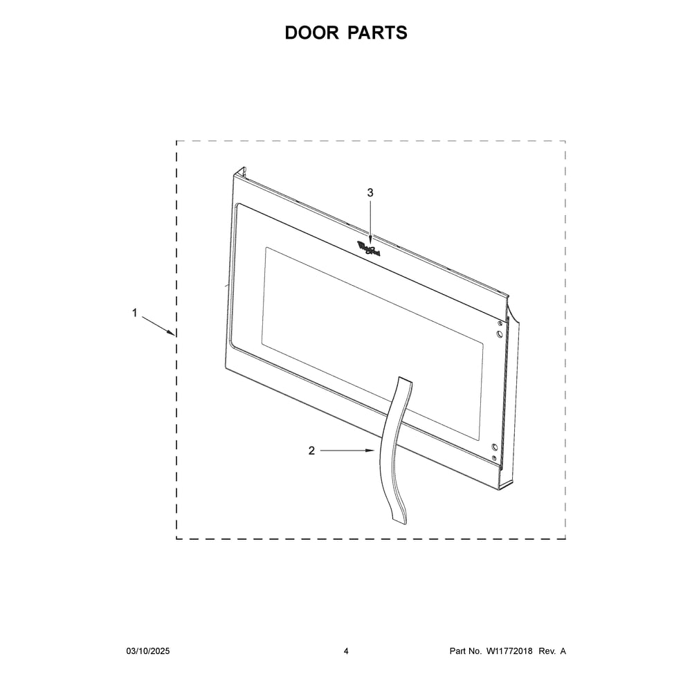 Door Parts Diagram and Parts List for YWMMS3130RZ01  Whirlpool Microwave