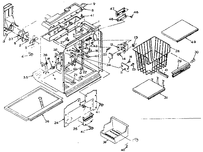 Freezer Section Parts Diagram and Parts List for 106R16G1M  Kenmore Refrigerator