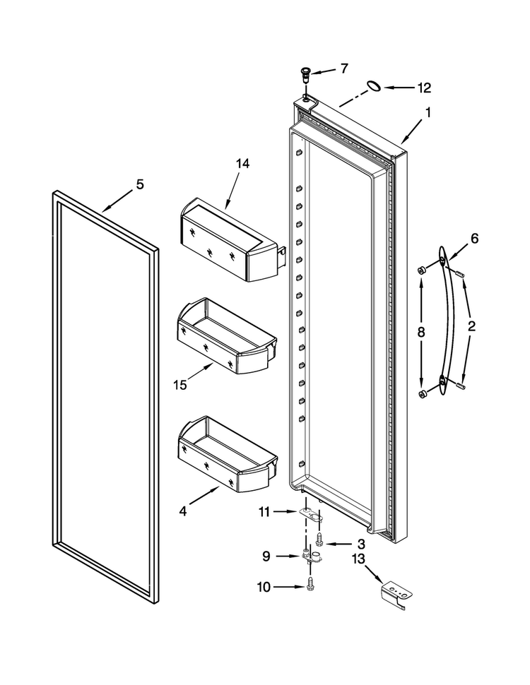 Refrigerator Door Parts Diagram and Parts List for GSC25C6EYY03  Whirlpool Refrigerator