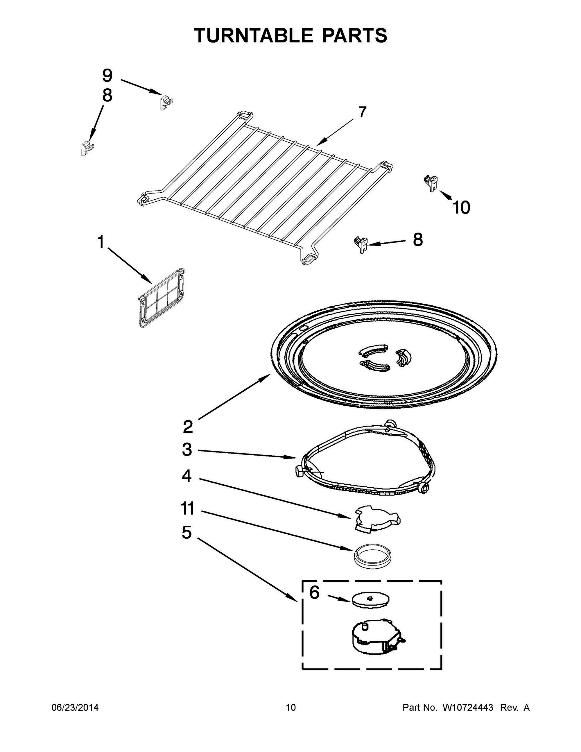 06 - TURNTABLE PARTS Diagram and Parts List for YWMH53520CE0  Whirlpool Microwave
