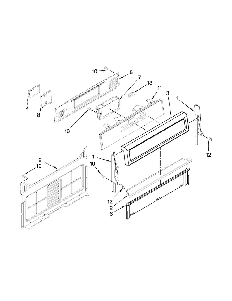 Control Panel Parts Diagram and Parts List for WFG720H0AS1  Whirlpool Range