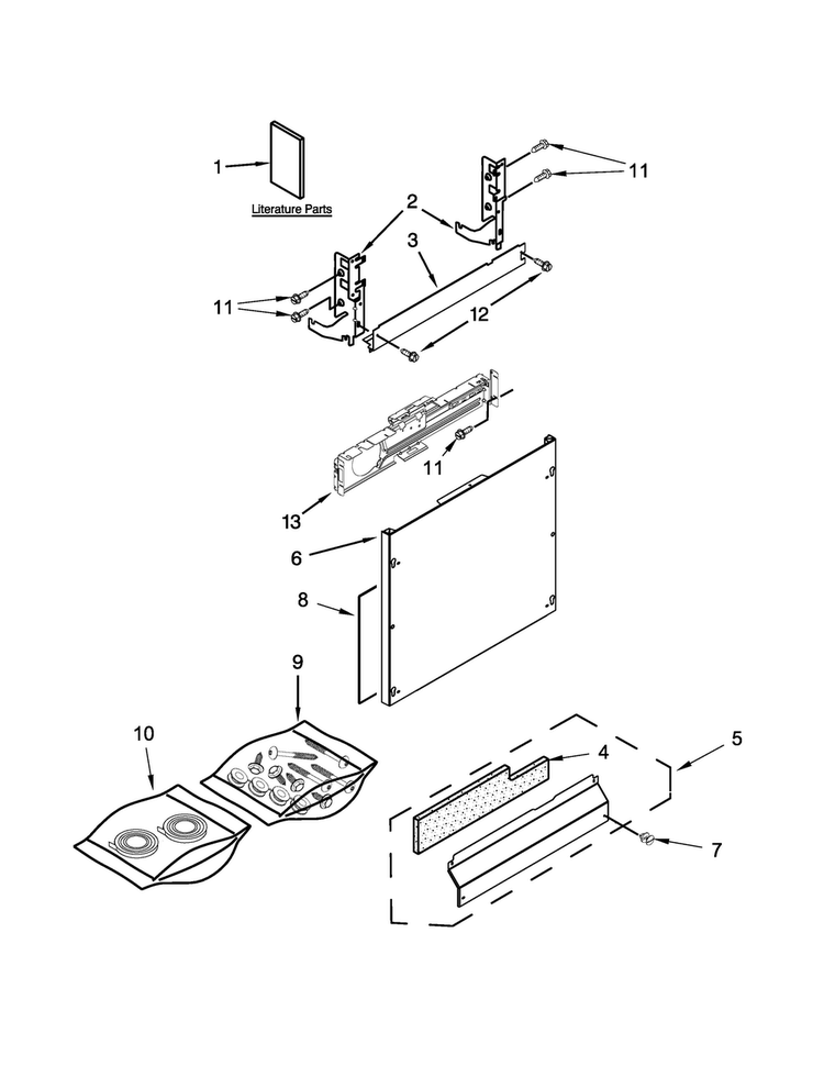 Door Panel Parts Diagram and Parts List for KUDE48FXPA6  KitchenAid Dishwasher
