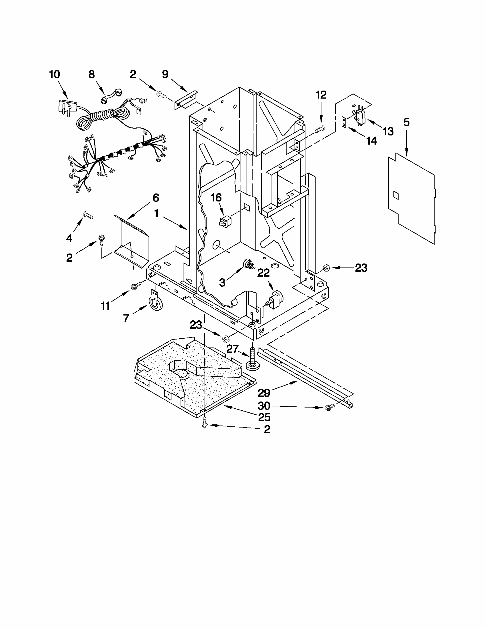 Frame Parts Diagram and Parts List for 66513612102  Kenmore Trash Compactor
