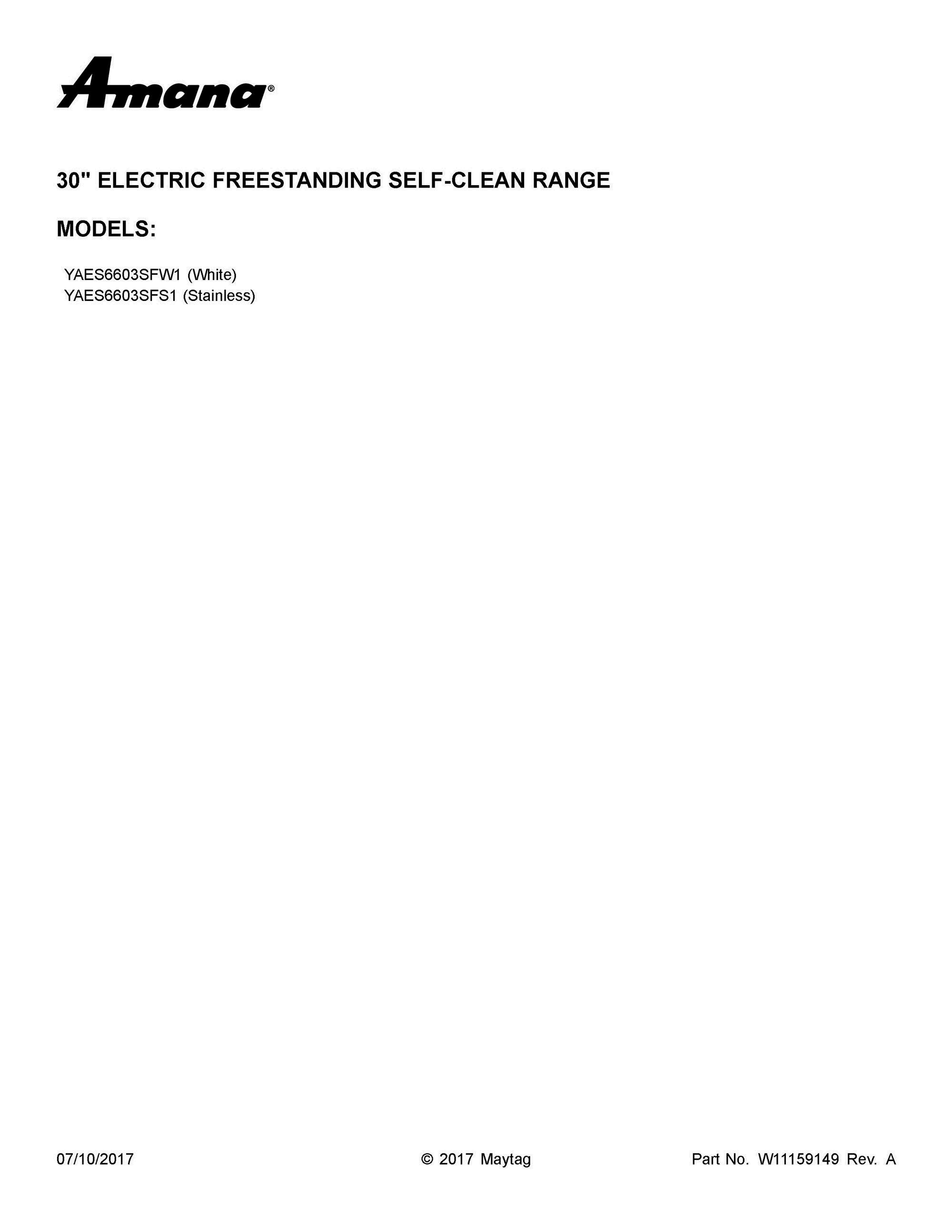 01 - COVER SHEET Diagram and Parts List for YAES6603SFW1  Whirlpool Range