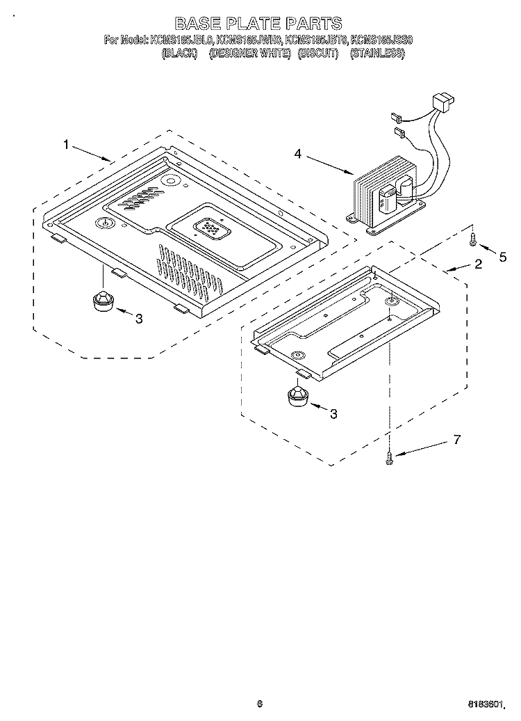 BASE PLATE Diagram and Parts List for KCMS185JBL0  KitchenAid Microwave