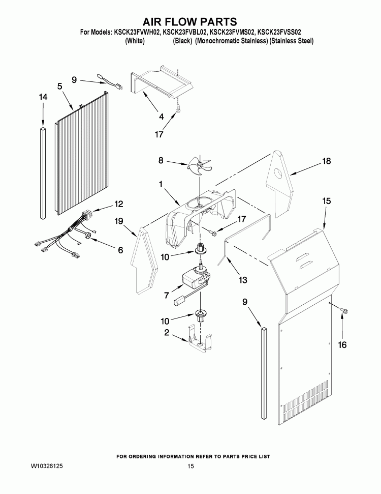 AIR FLOW PARTS Diagram and Parts List for KSCK23FVSS02  KitchenAid Refrigerator