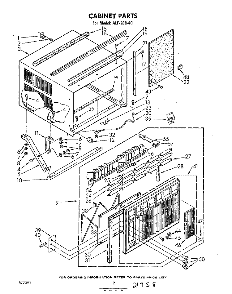 CABINET Diagram and Parts List for ALF20040  Whirlpool Air Conditioner